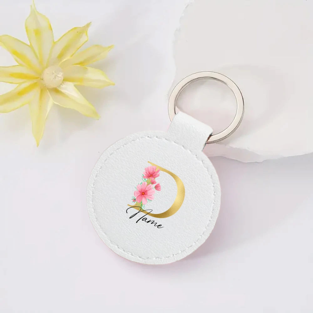 Personalized Keyring Pendant Initial with Name Key Chain Leather Key Ring Mobile Phone Bag Jewelry Accessories Best Gift for Her