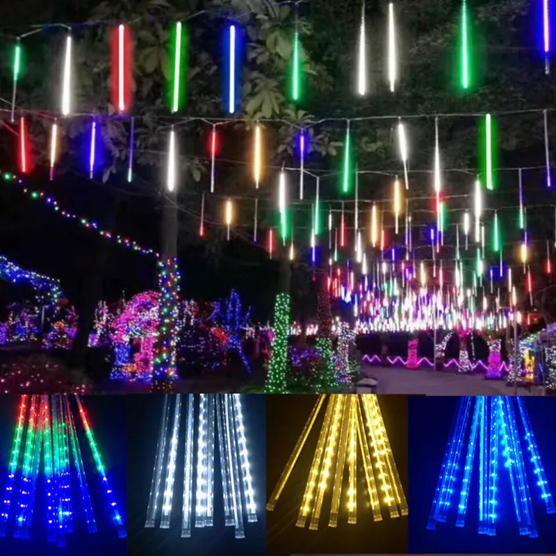 8 Tube Meteor Shower Rain LED Fairy String Lights Street Garland Garden DIY Christmas Decoration for Home Outdoor New Year Decor