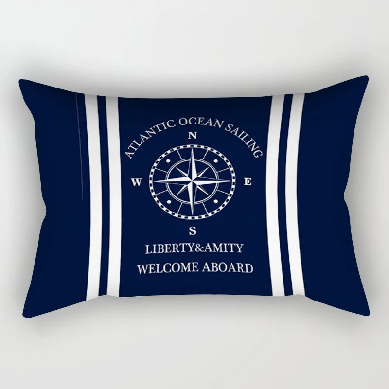 Blue nautical decoration compass waist pillowcase 30*50 home decoration sofa decoration cushion cover 40*60 can be customized