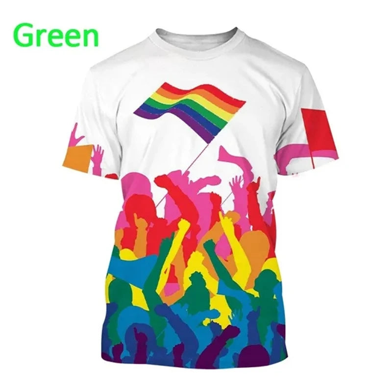 New LGBT Rainbow T Shirt 3D Funny Short Sleeve T Shirt Men And Women LGBTQ Clothing Casual Fashion Print Streetwear Tops Clothes
