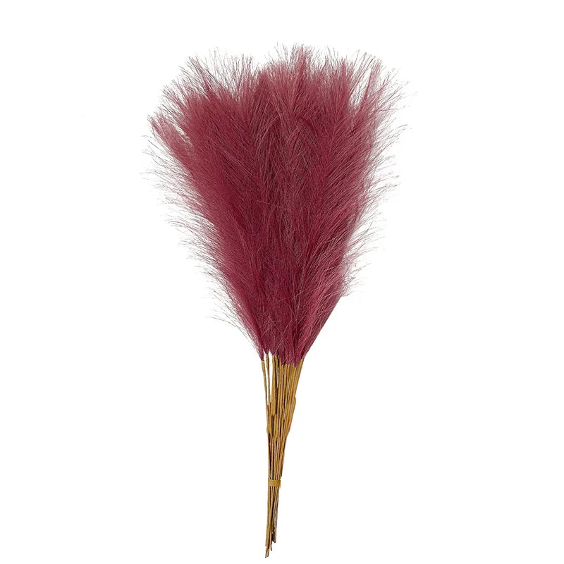 55CM 10PCS Fluffy Pampas Grass Boho Decor Flower Fake Plant Reed Simulated Wedding Party Home Decoration Artificial Flowers