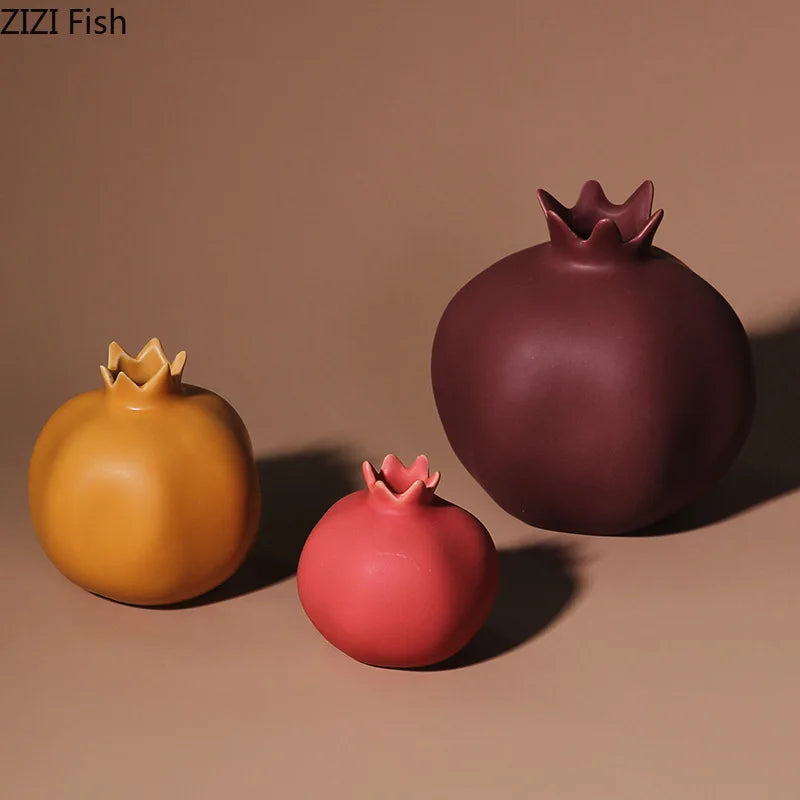 Imitation Pomegranate Ornaments Ceramic Vase Dried Flower Vase Flower Arrangement Art Sculpture Decorative Vases Statue Crafts