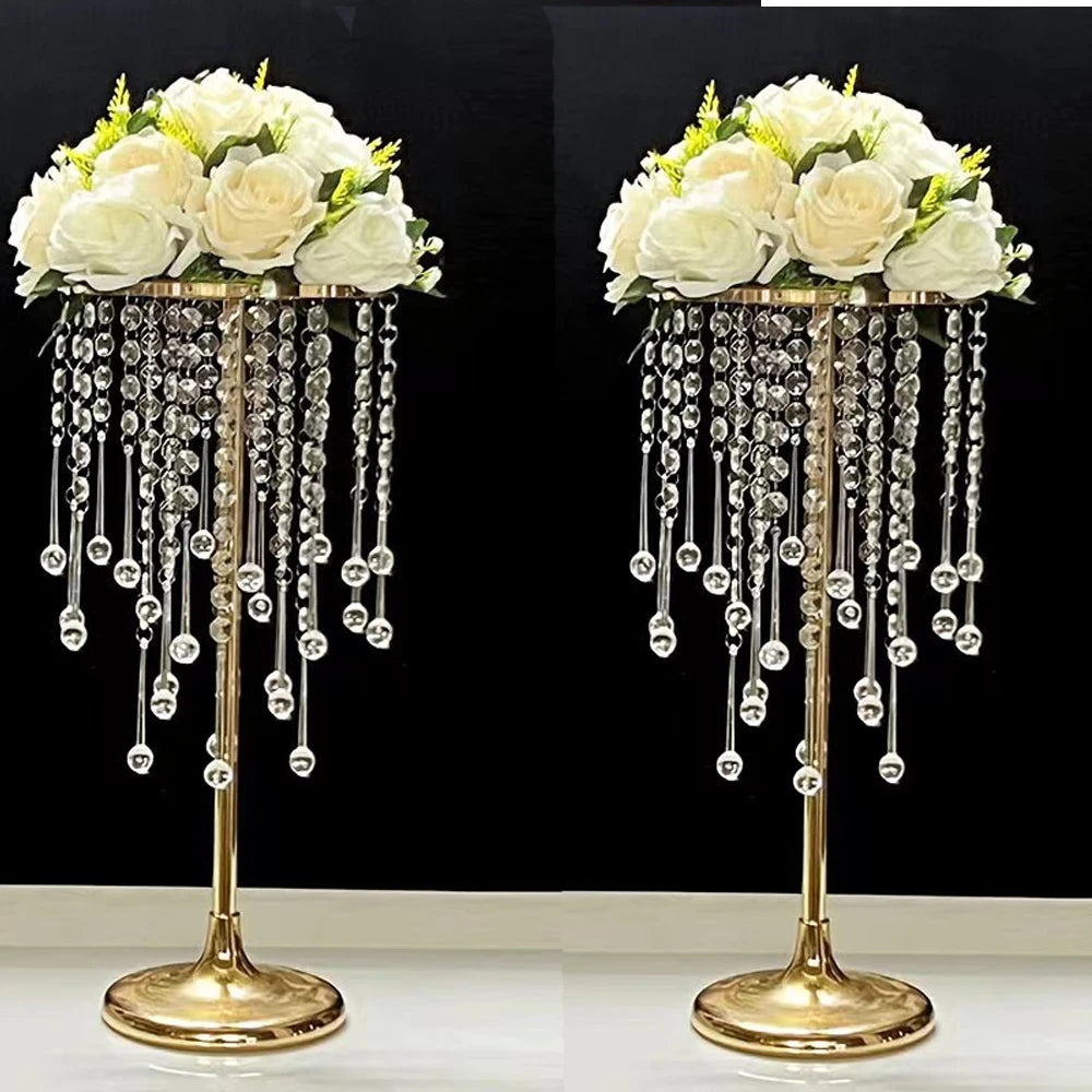 10Pcs/Lot Luxurious Crystal Flower Stand Centerpieces Candle Holder For Wedding Party Dinner Restaurant Home Decoration Supplies