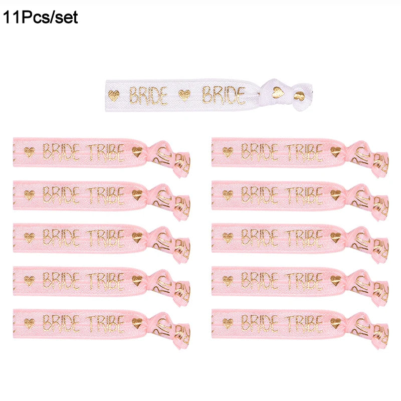 6/11pcs Bachelorette Party  Wristbands Team Bride Bracelet Bride To Be Decoration Hen Party Wedding Supplies Hair Ties