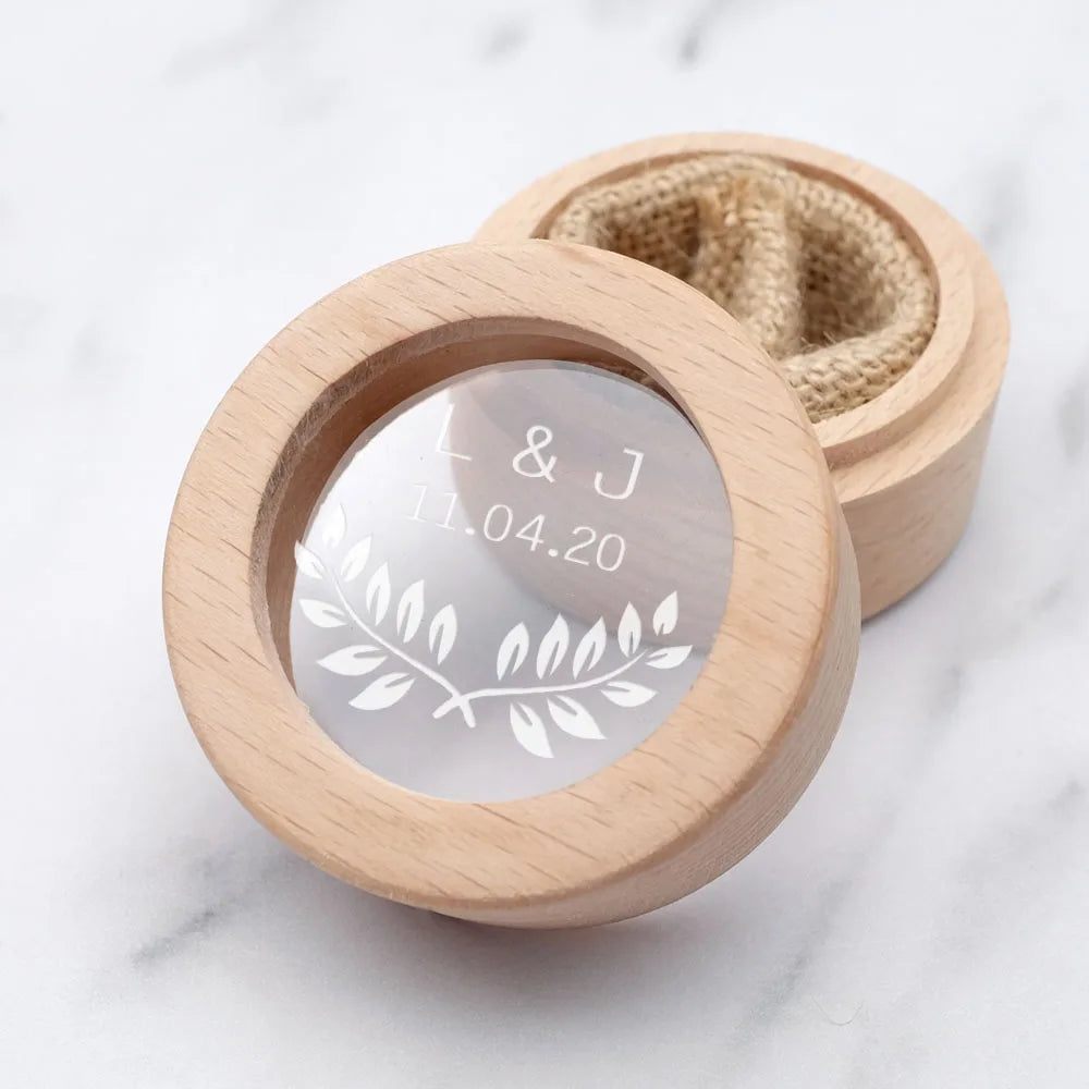 Custom Ring Box Personalized Wedding Ring Bearer Box Proposal Wood Rings Holder Jewelry Organizer Engagement Wedding Decoration