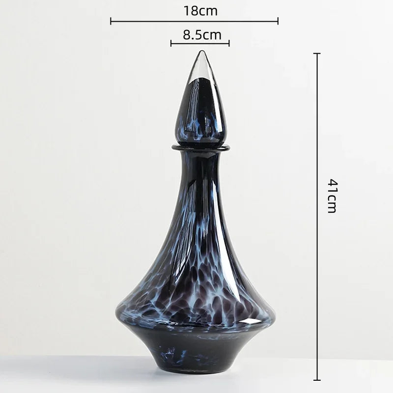 Glass Vase Transparent Leopard Print Flower Vase Glassware with Lid Floral Arrangement Accessories Terrarium Home Decoration