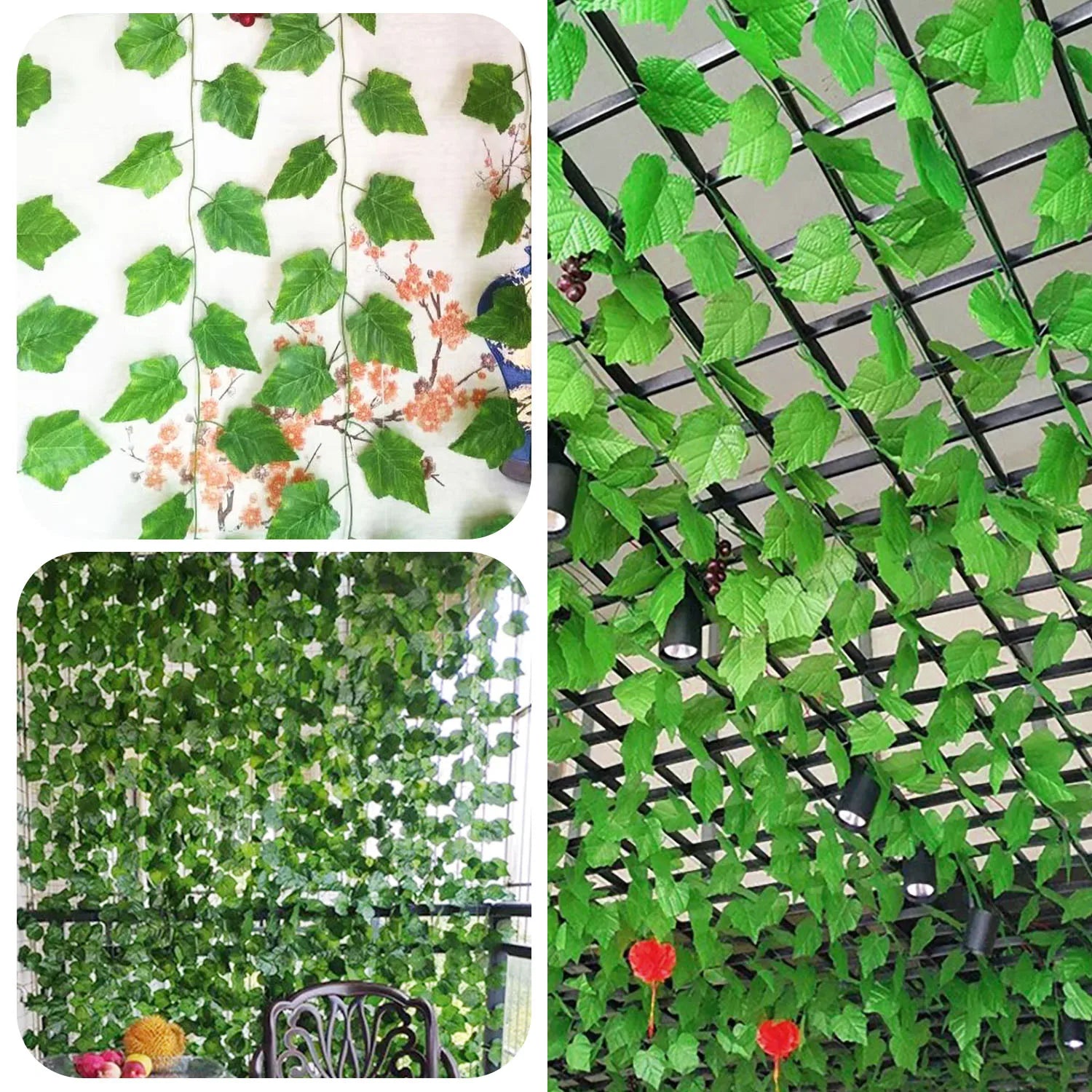 1 piece 2.1M Home Decor Artificial Ivy Leaf Garland Plants Vine Fake Foliage Flowers Creeper Green 80pcs leaf Ivy Wreath