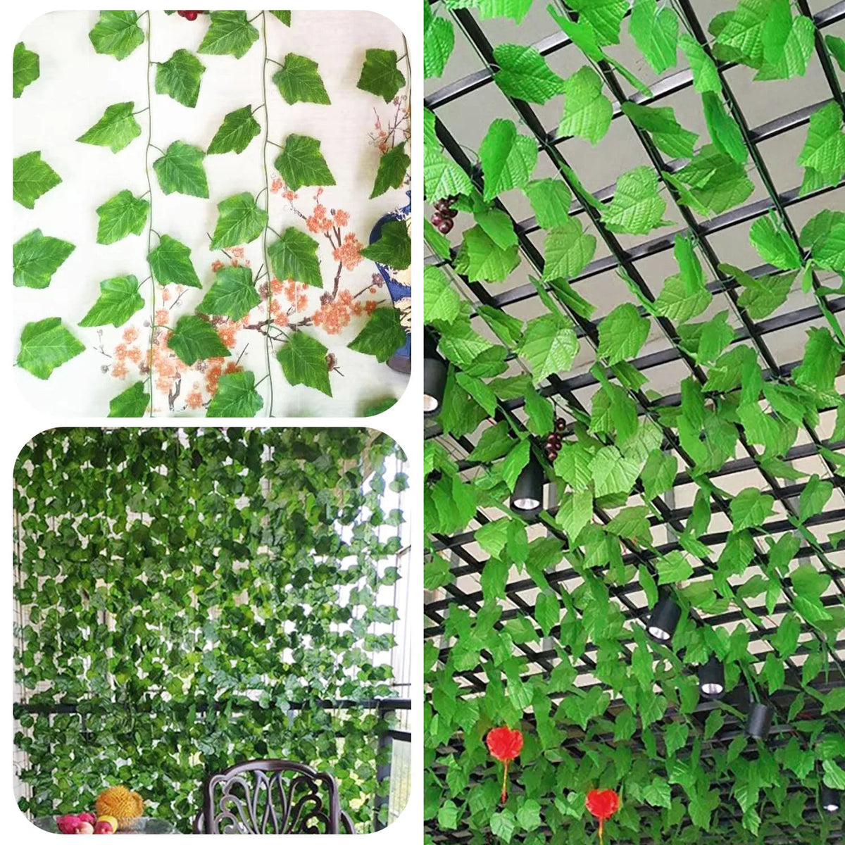 1 piece 2.1M Home Decor Artificial Ivy Leaf Garland Plants Vine Fake Foliage Flowers Creeper Green 80pcs leaf Ivy Wreath