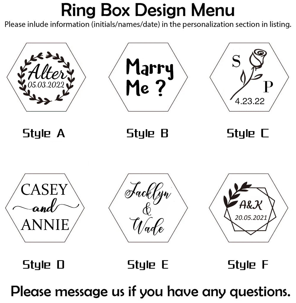 Hexagon Glass Ring Box with Moss Gold or Rose Gold Personalized Ring Box for Wedding Ceremony Modern Ring Holder for Engagements