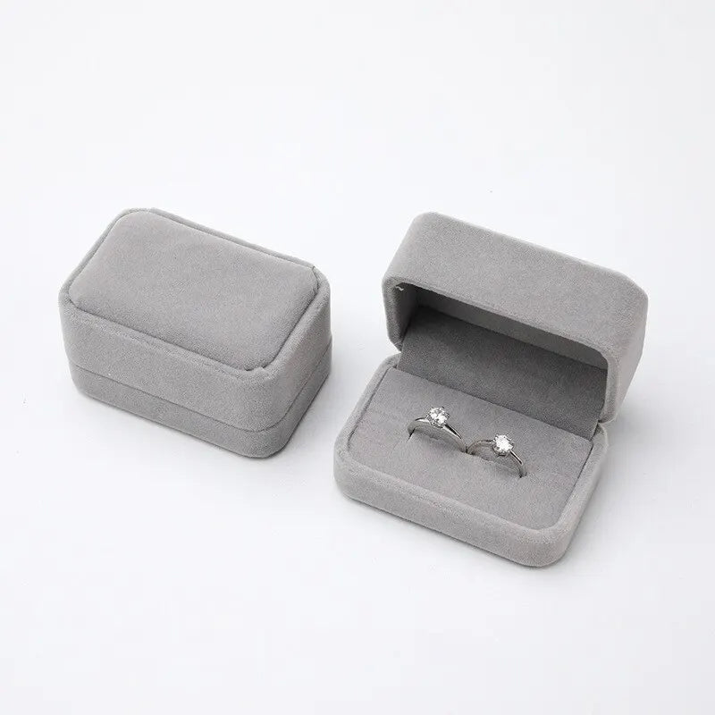 Custom Flannel Ring Box Double Slot Ring Bearer Box Wedding Jewelry Box gift for Girlfriend Personalized engagement ring box