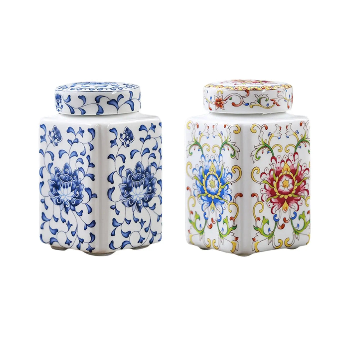 Ceramic Ginger Jar Decorative Ceramic Flower Vase Tea Storage Chinese Porcelain Temple Jar for Home Party Office Desk Decoration