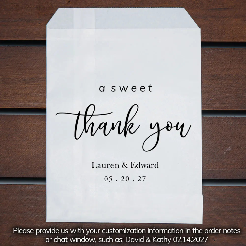 50 PCS Personalized Wedding Favor Bags Party Cookie Donut Candy Lottery Ticket Paper Reception Favor Bag For Guest And Friends