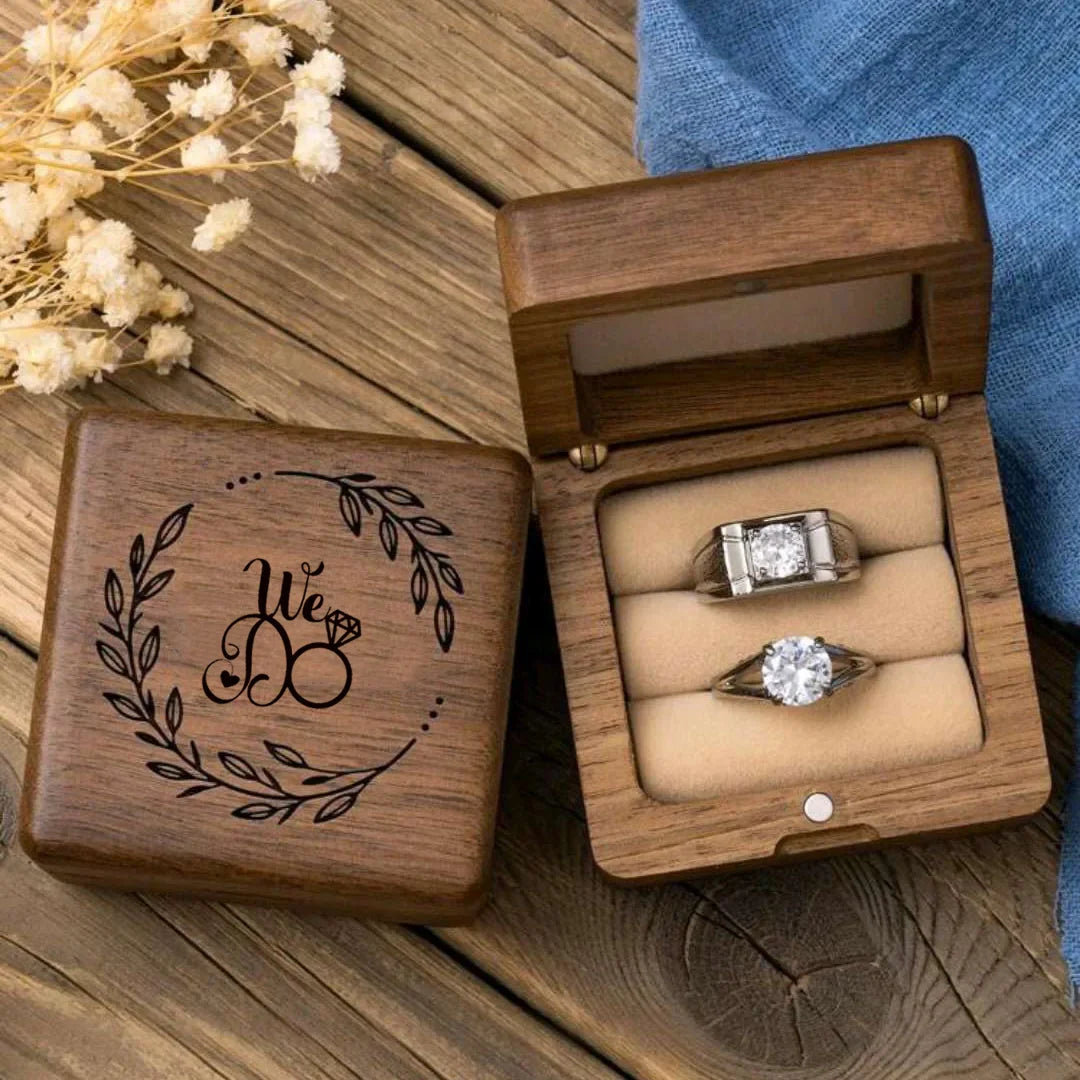 mrs & mr Wedding Ring Wooden Box Laser Engraving for wedding Ceremony Ring Bearer Ring Box Wedding band holder wedding supplies