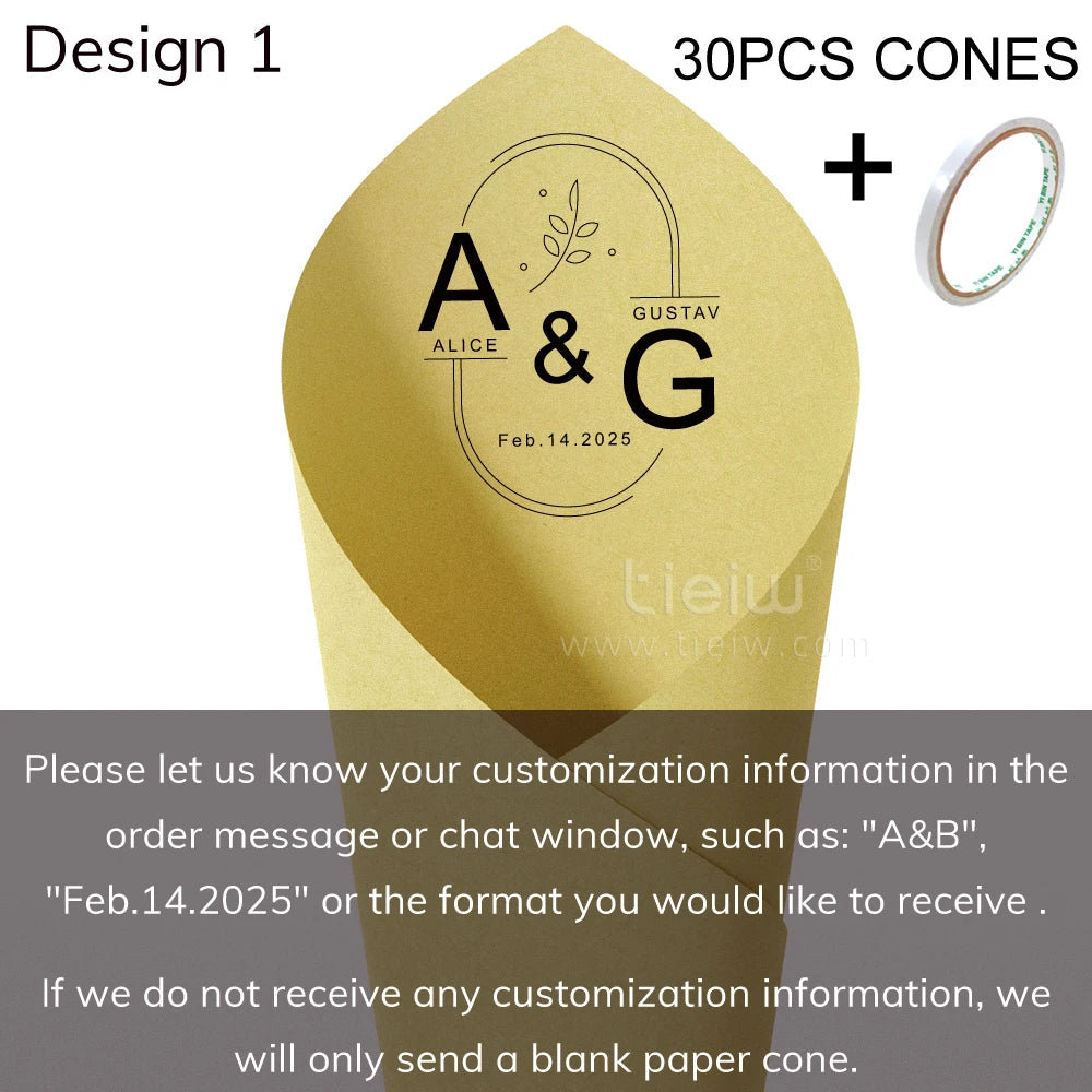 Personalized Wedding Confetti Cones with Names and Date Petal Candy Natural Confetti Customizable for Celebrations Decoration