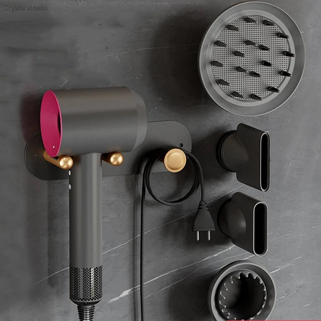 Bathroom Hairdryer Holder Black Gold Storage Rack Wall Mounted  Dryer and Hair Curler Shelf For Dyson Supersonic Hair Dryer Rack