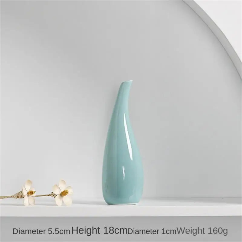 Ceramic Vases White/blue/green/cyan/ Dining Tables Flower Arrangements Dried Flowers Nordic Room Decoration Vase 5.5x18x1 Cm