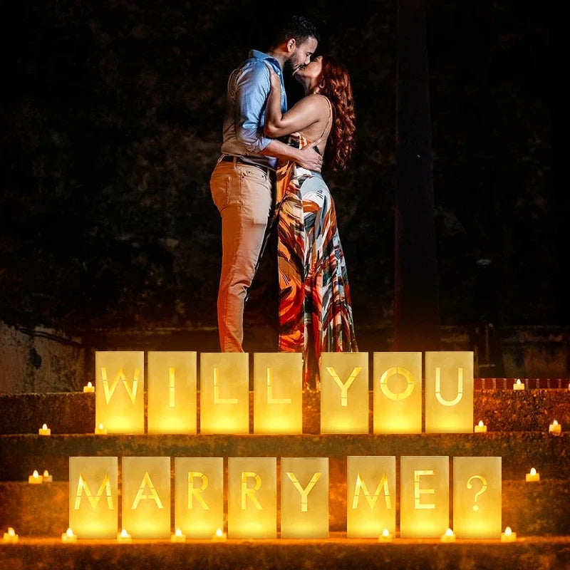 Will You Marry Me Proposal Decoration Paper Bag With LED Candle For Wedding Proposals Anniversary Decorations and Celebration