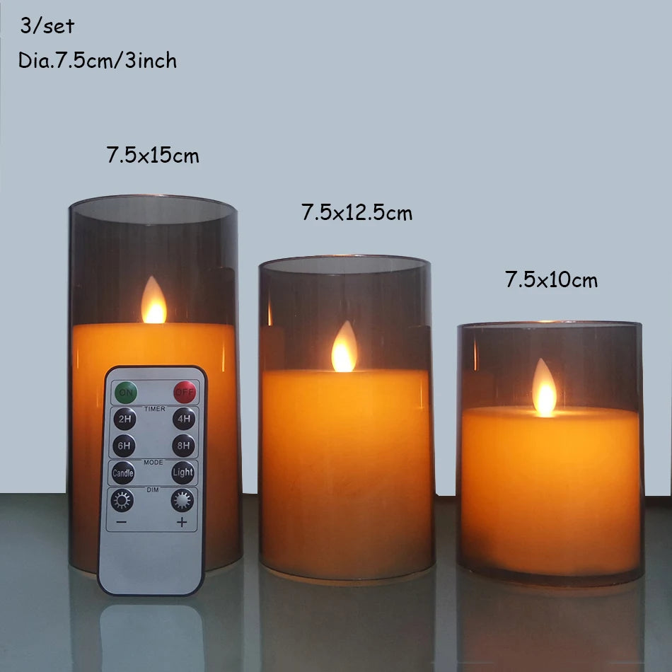 Electronic LED Candles with Timer Remote,Dancing Flame, Battery Operated Candles with Unbreakable Plexiglass Shell,Home Decor