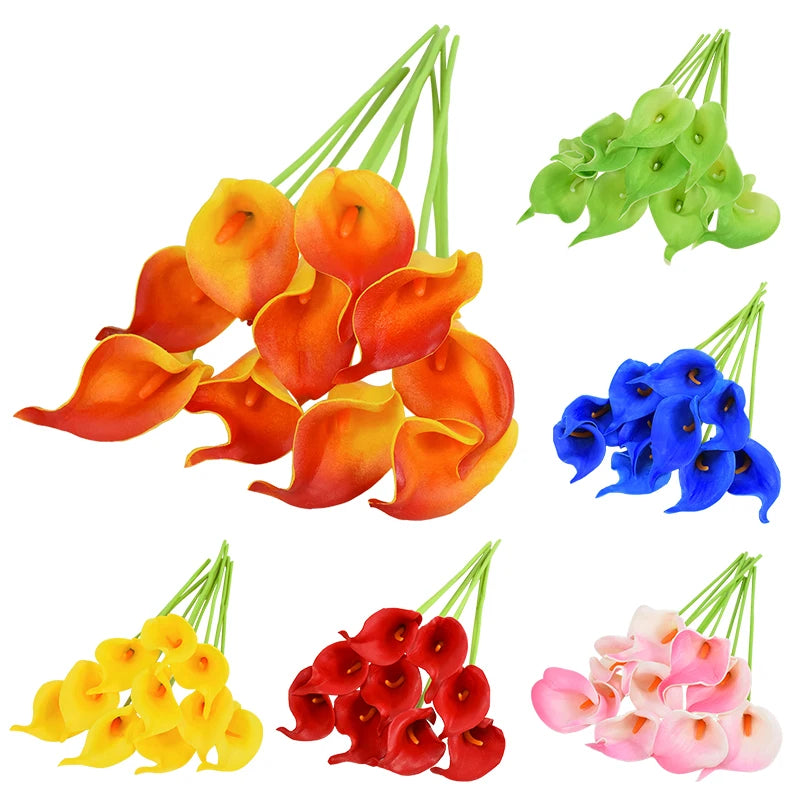 5/10Pcs Artificial Flowers Calla Lily Real Touch Tulip Flower Bouquets For Wedding Bride Home Vase Decoration Fake Plants Gifts