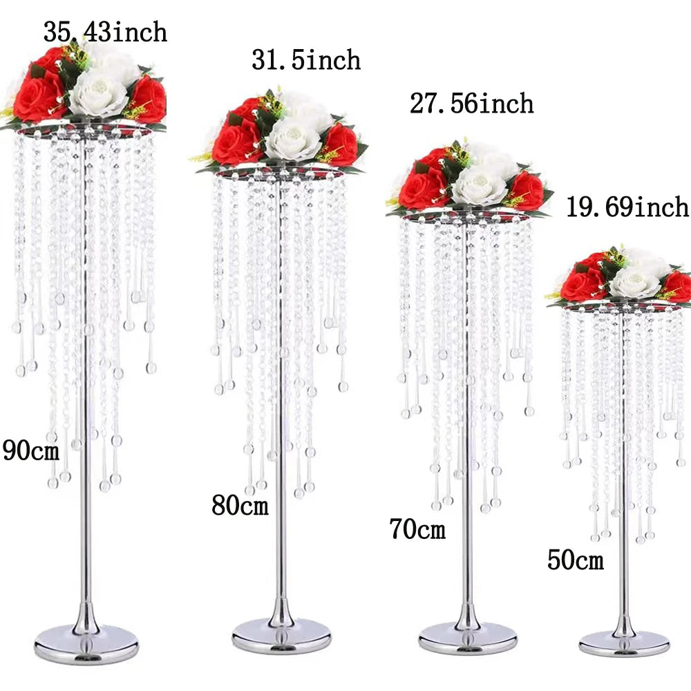 10Pcs/Lot Luxurious Crystal Flower Stand Centerpieces Candle Holder For Wedding Party Dinner Restaurant Home Decoration Supplies