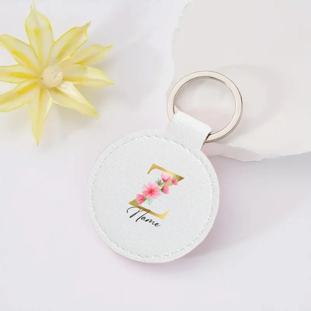 Personalized Keyring Pendant Initial with Name Key Chain Leather Key Ring Mobile Phone Bag Jewelry Accessories Best Gift for Her