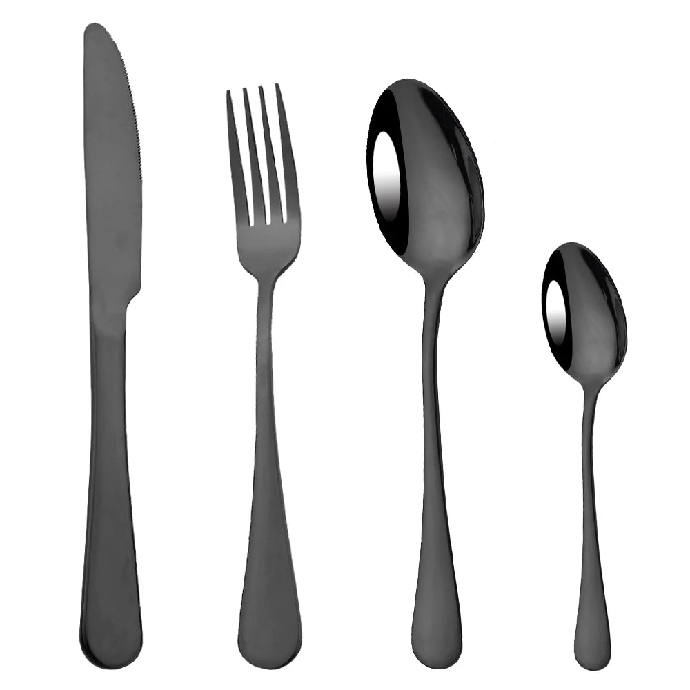 Promotion Dinnerware Set Stainless Steel Colorful Rainbow Gold Knife Fork Teaspoon Dishwasher Safe Silverware Set Cutlery Box