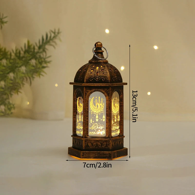 2024 Eid Mubarak Candle Lamp Creative Night Light Lantern Candle Holder Eid Mubarak Islamic Muslim Party Decor  Decorative Lamp