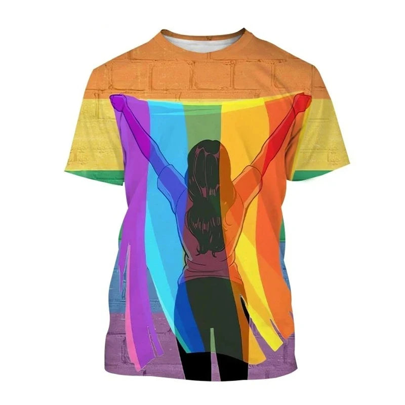 Full Print Happy Pride Day T Shirt For Men Fashion LGBT Graphic Tee Shirts New In Tops & Tees Women Oversized Funny Tshirt Tops