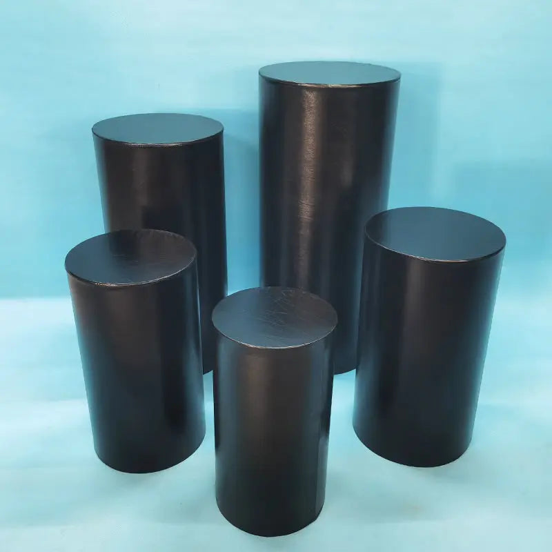 Metallic Gold and Silver Pink Red BLue White Shiny Fabric Stretch Cloth Elastic Pedestal Cylinder Table Covers Party Decoration