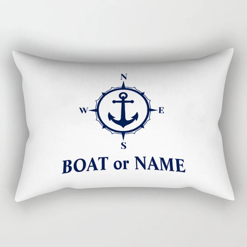 Blue nautical decoration compass waist pillowcase 30*50 home decoration sofa decoration cushion cover 40*60 can be customized
