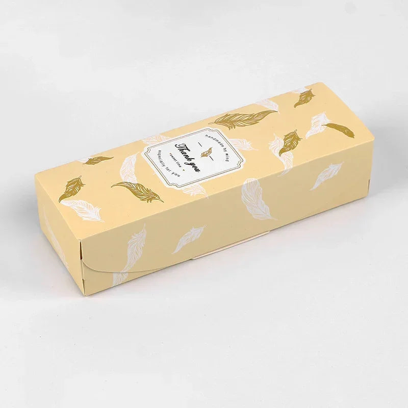 20pcs Rectangular Marbling Cardboard Gift Box Black Plume Paper Packaging Boxes Chirstmas Thank You Cake Chocolate Paper Boxes