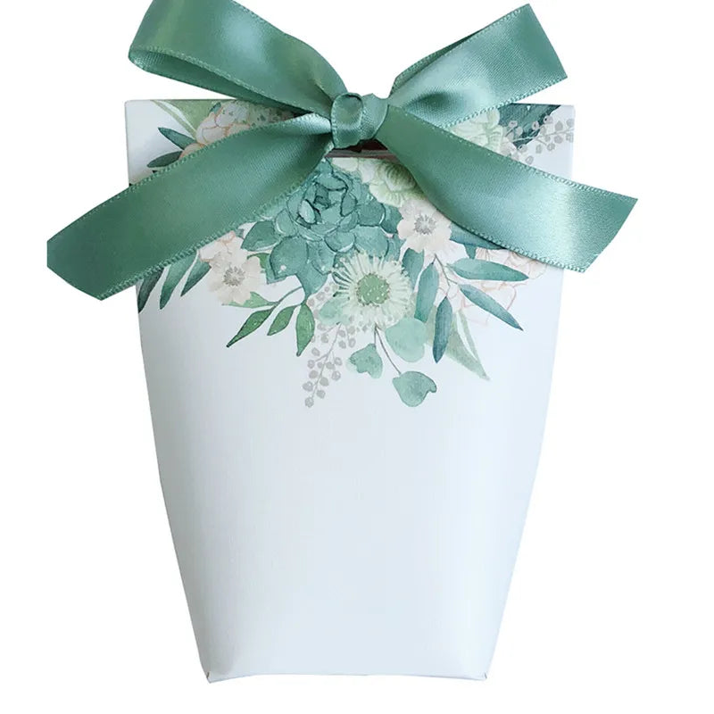 Green flowers Wedding Favors Candy Boxes Bomboniere Save the date Gift Box Party Chocolate Box three designs 50pcs