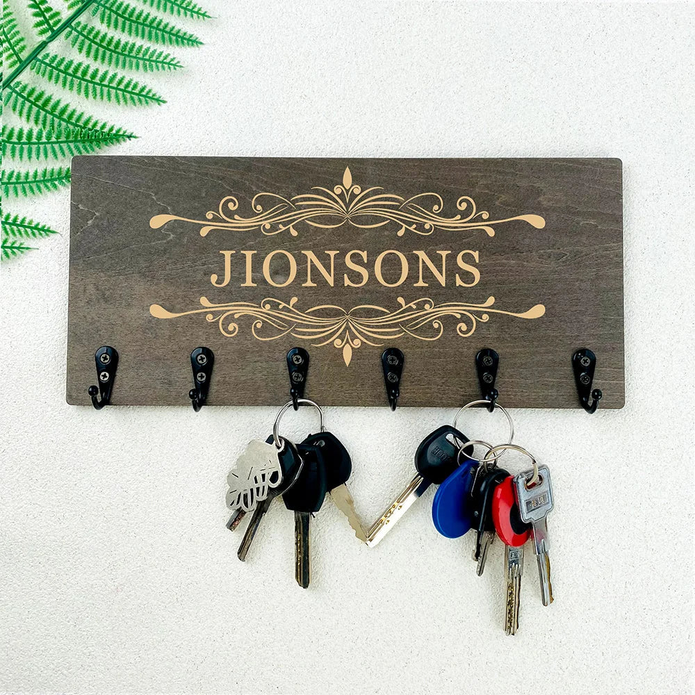 Personalized Key Holder for Wall Wood Custom Key Hook Key Hanger Housewarming Gift Wall Home House Warming Presents Decortion