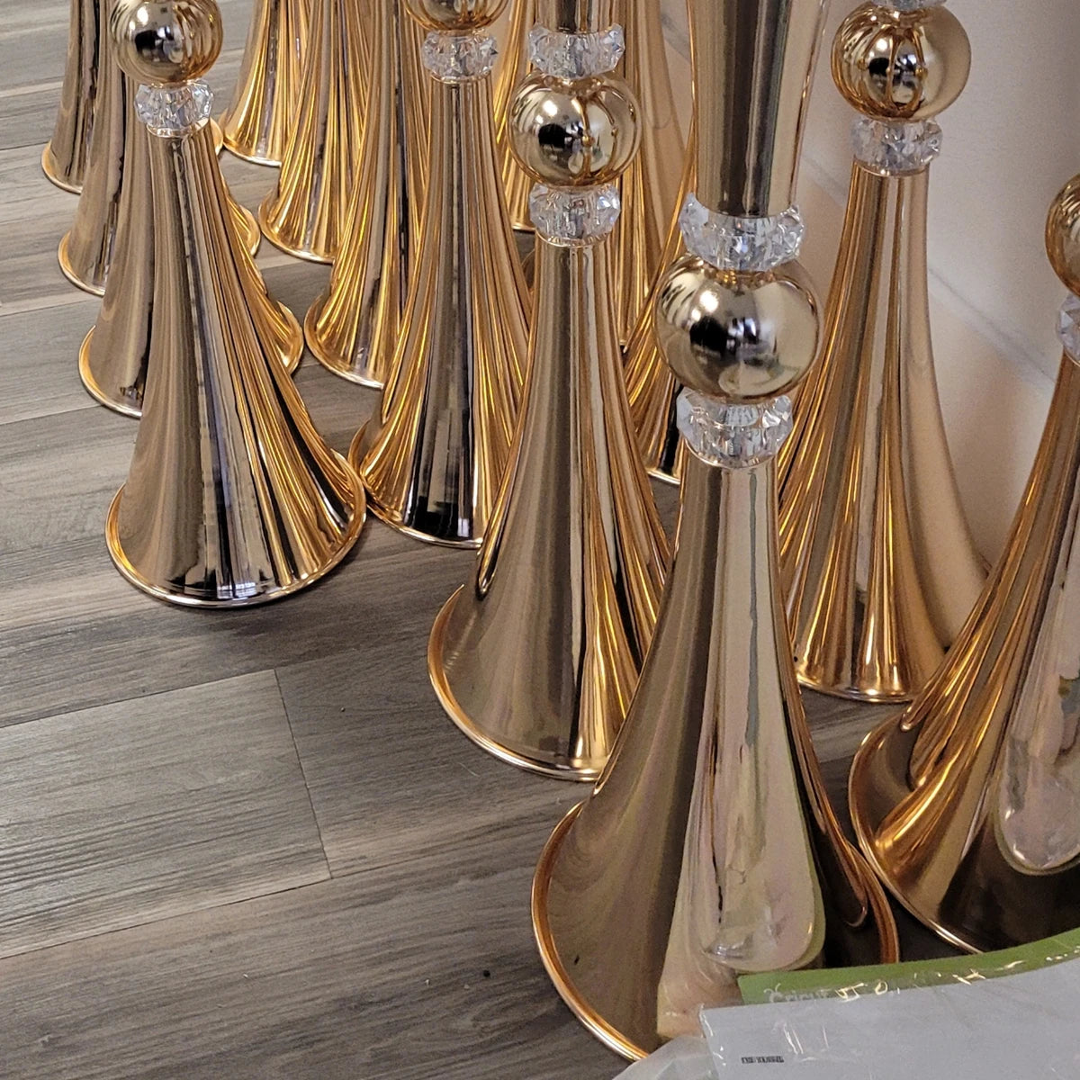 10pcs )Tall 60cm/50cm/70cm/80cm/100cm) Wedding Supplies Gold Metal Crystal Flower Stand Wedding Table Decoration Centerpiece w30