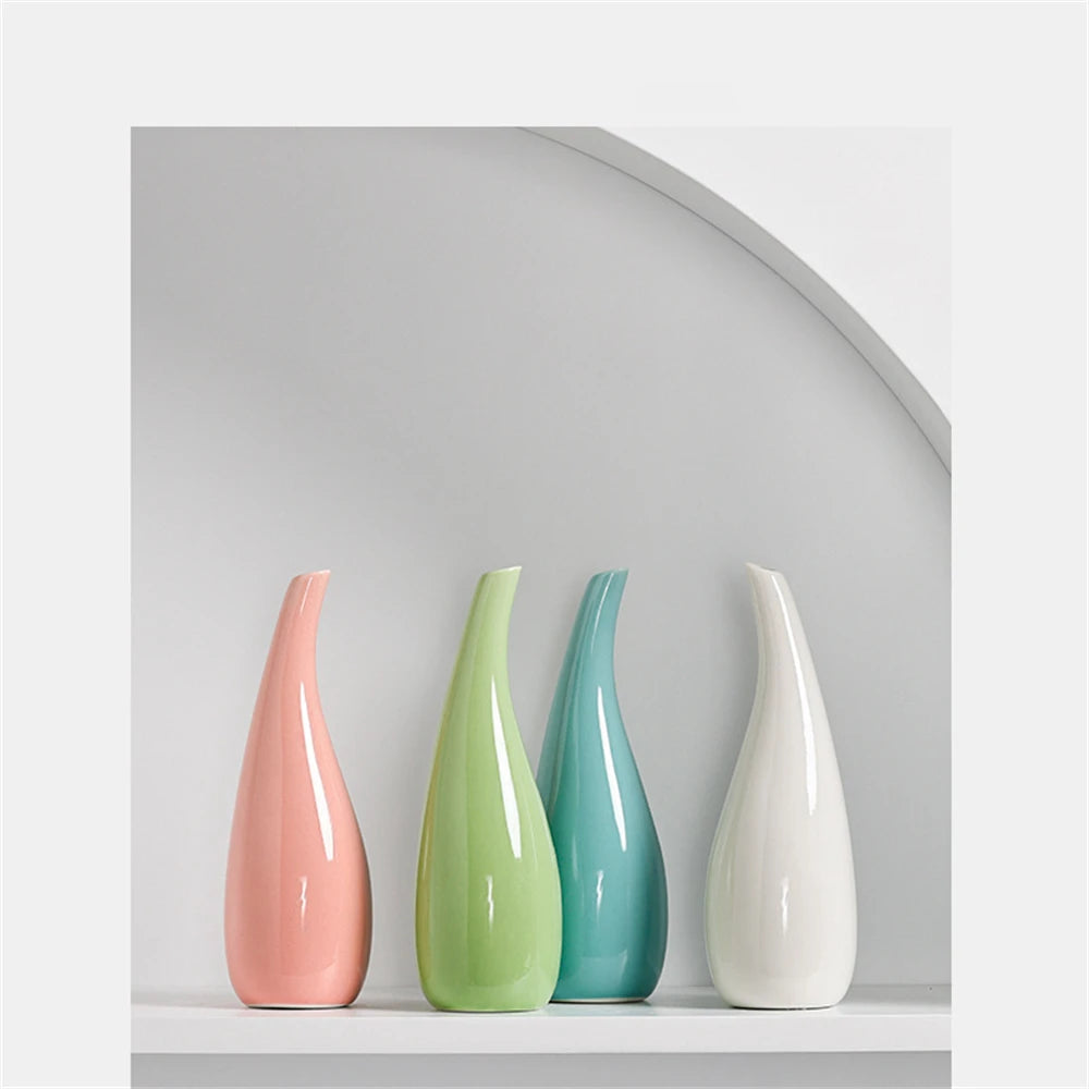 Ceramic Vases White/blue/green/cyan/ Dining Tables Flower Arrangements Dried Flowers Nordic Room Decoration Vase 5.5x18x1 Cm