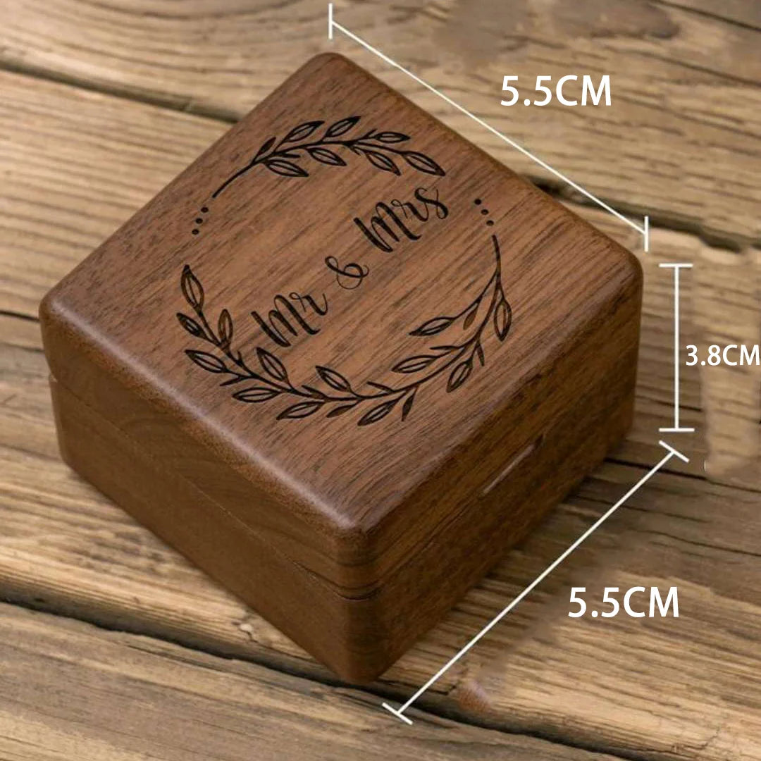 mrs & mr Wedding Ring Wooden Box Laser Engraving for wedding Ceremony Ring Bearer Ring Box Wedding band holder wedding supplies