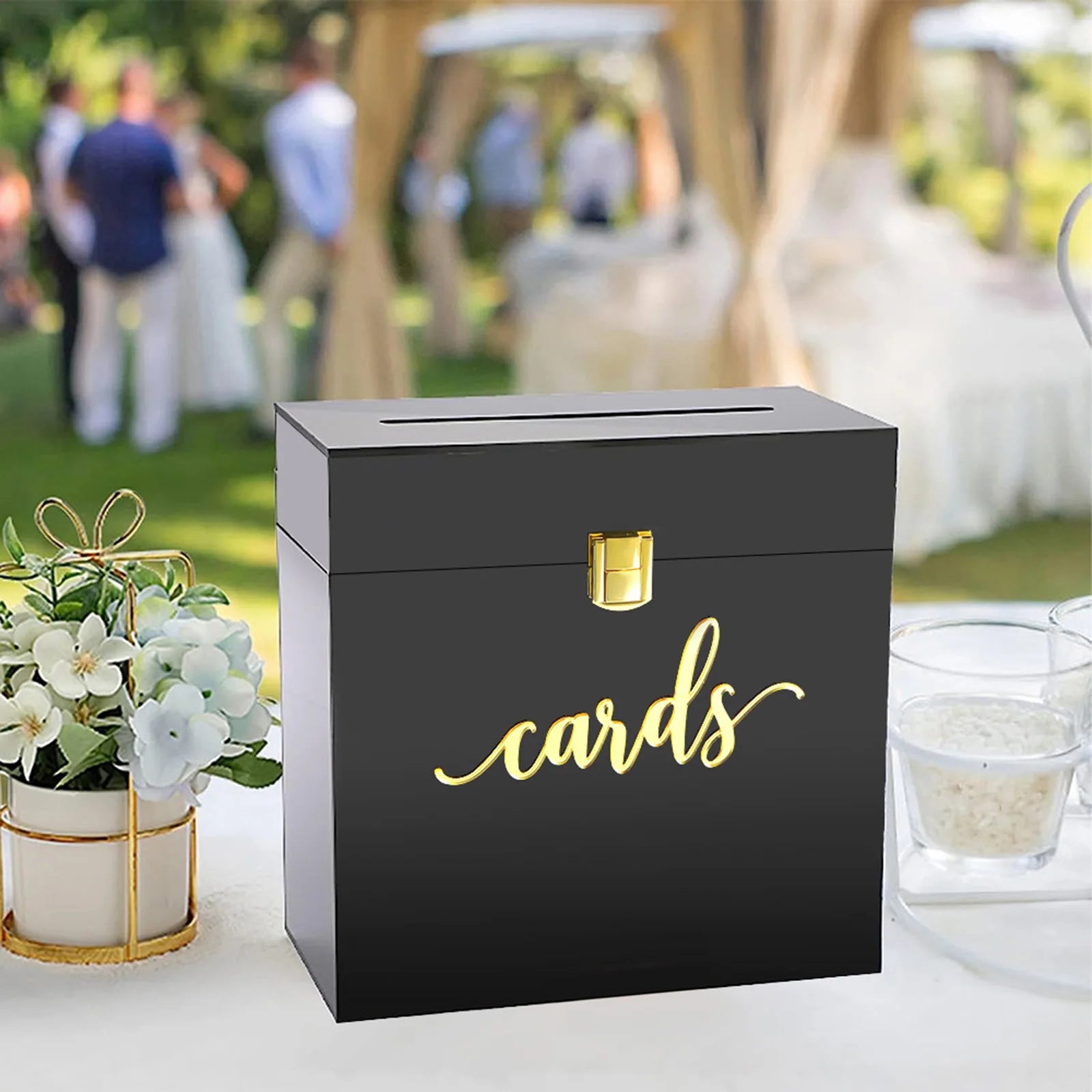 Large Acrylic Card Box DIY Large Envelope Gift Card Box Acrylic Wedding Money Box for Anniversary Shower Birthday Decorations