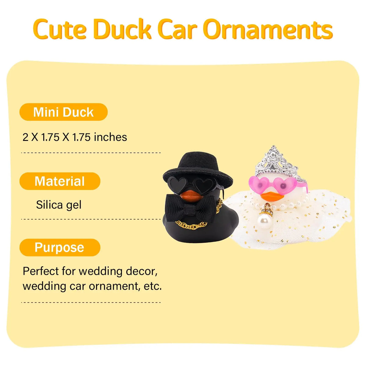 2 Colorful Wedding Rubber Ducks, Bride Groom Duckies Marriage Rubber Duck Mini Couple Ducky for Ceremony Gift Souvenir Marry