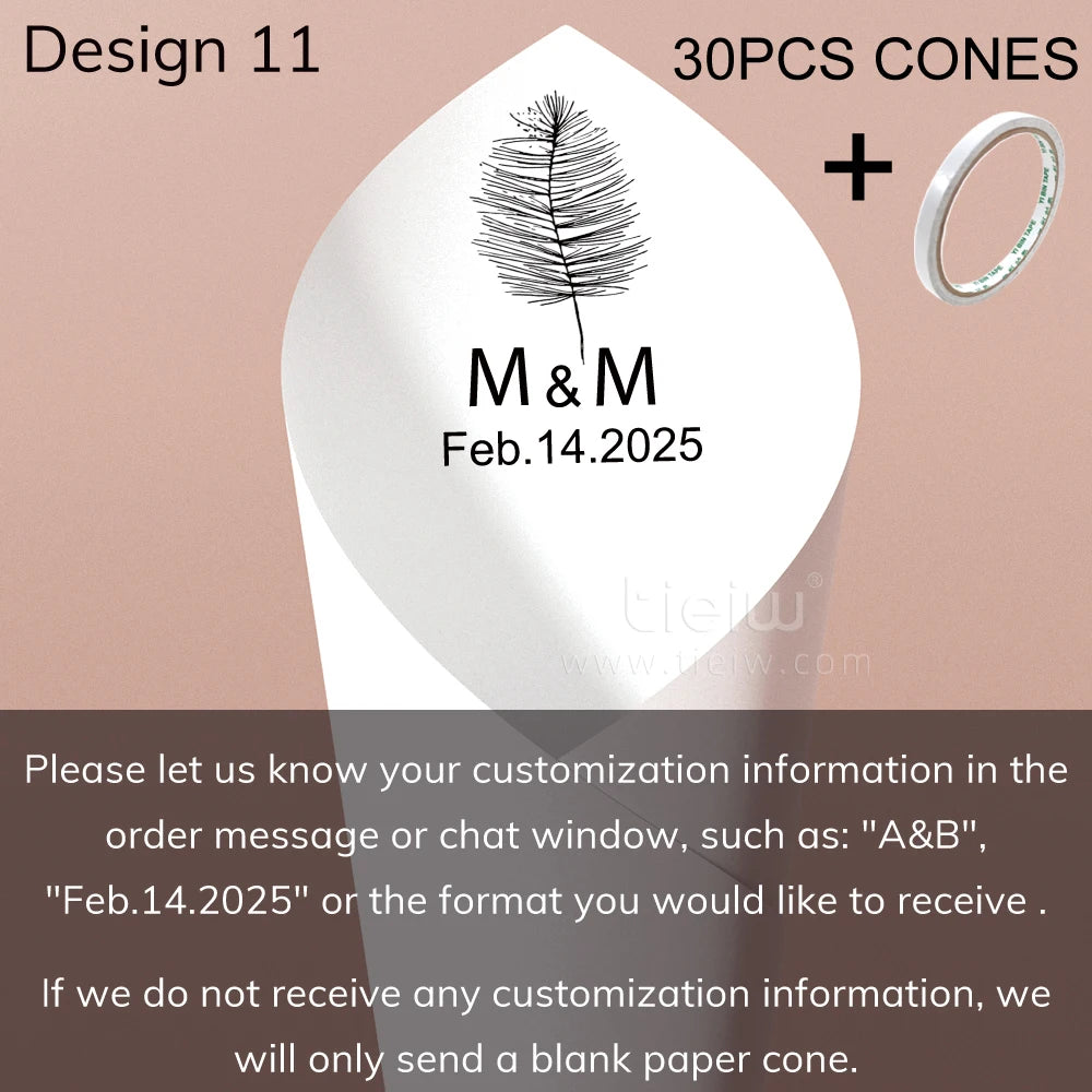 Personalized Wedding Confetti Cones with Names and Date Petal Candy Natural Confetti Customizable for Celebrations Decoration