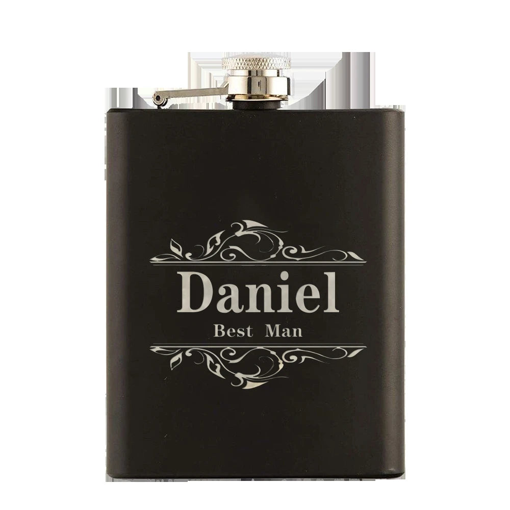 Personalized Groomsmen Flask Groomsman Gifts Wedding Party Present Best Man Proposal Gift for Men Bridal Party Engrave Hip Flask