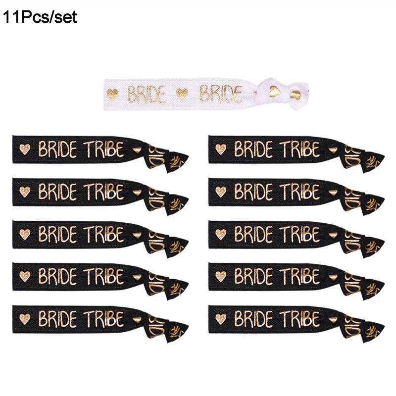 6/11pcs Bachelorette Party  Wristbands Team Bride Bracelet Bride To Be Decoration Hen Party Wedding Supplies Hair Ties