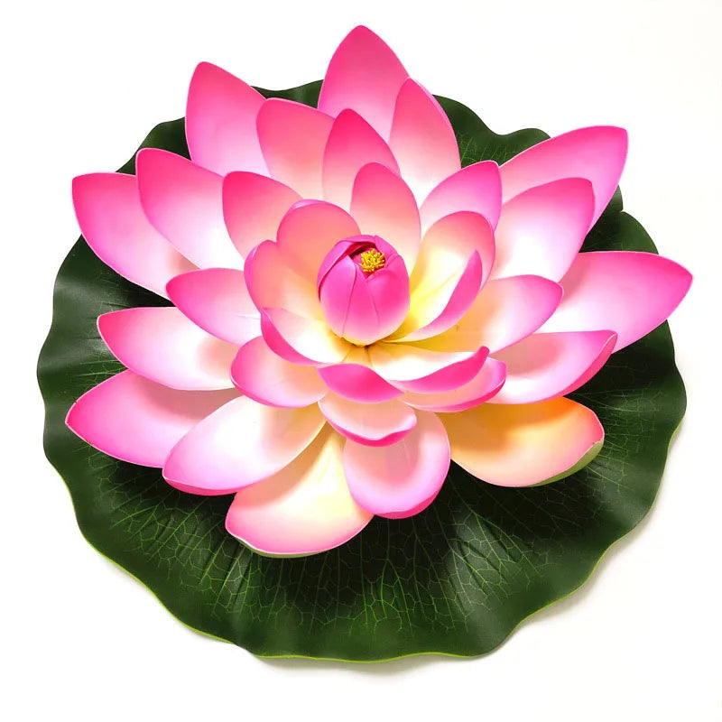 10/17/28/40/60cm Lotus Artificial Flower Floating Fake Lotus Plant Lifelike Water Lily Micro Landscape for Pond Garden Decor