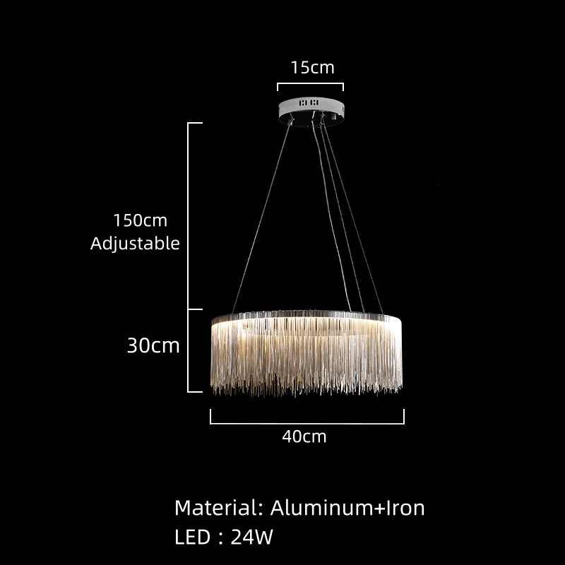 Beautiful Art Deco Pendant Light Aluminum Chain For Parlor Bedroom Restaurant Hanging Lamp Dropshipping Silver Metal