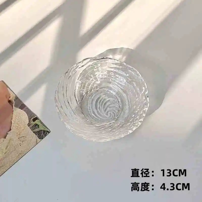 Irregular Ice Pattern Glass Bowl Fruit Tray Household Living Room Snacks Deep Dish Vegetable Salad Bowls Tableware