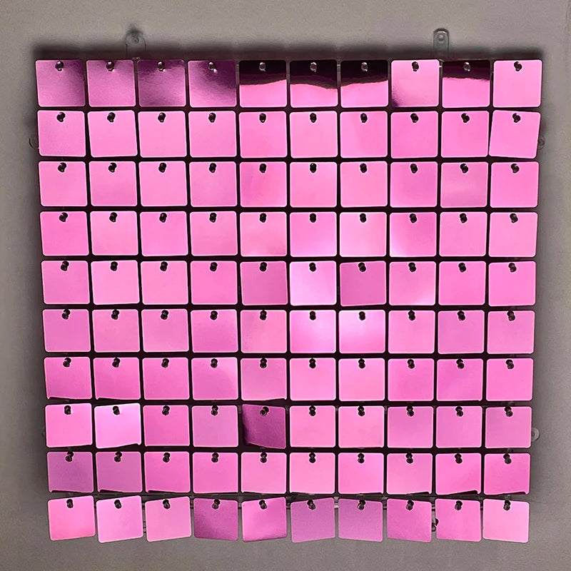 16pcs Champagne Shimmer Wall Backdrop 3D Sequin Panel Backdrop Art Wall Backgroud Cloth Wedding Birthday Party Backdrop Decor