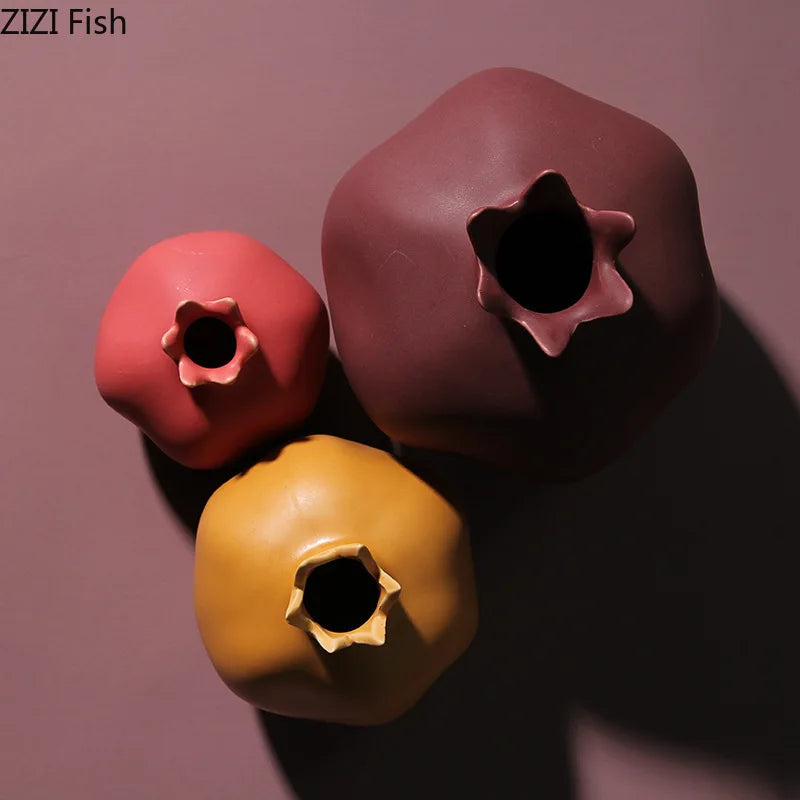 Imitation Pomegranate Ornaments Ceramic Vase Dried Flower Vase Flower Arrangement Art Sculpture Decorative Vases Statue Crafts
