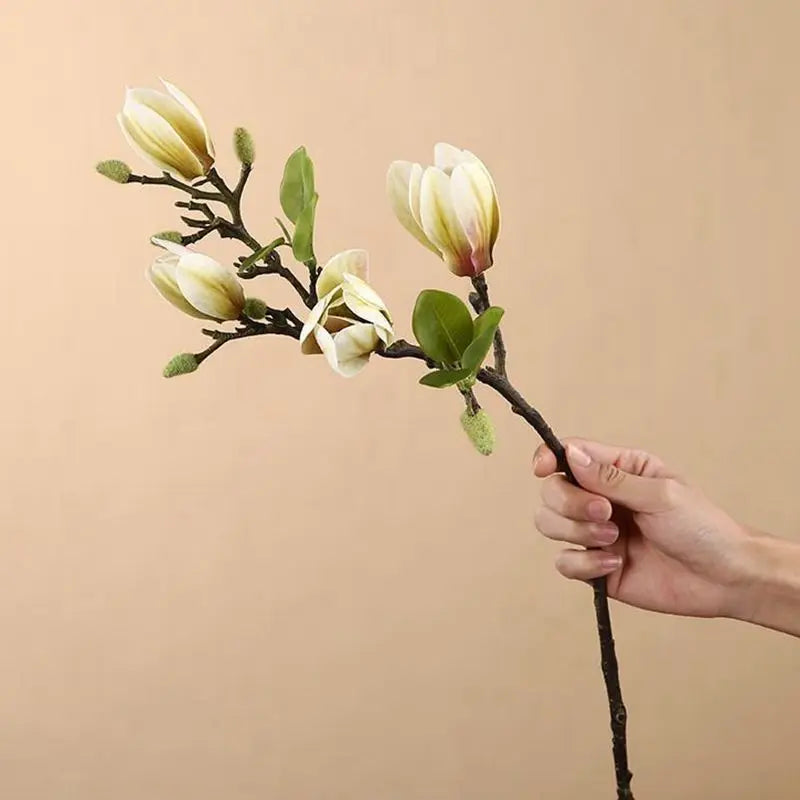 Single branch Artificial Plastic silk Magnolia flowers for Home vase windowsill Wedding Bride Outdoor arch Decoration prop diy