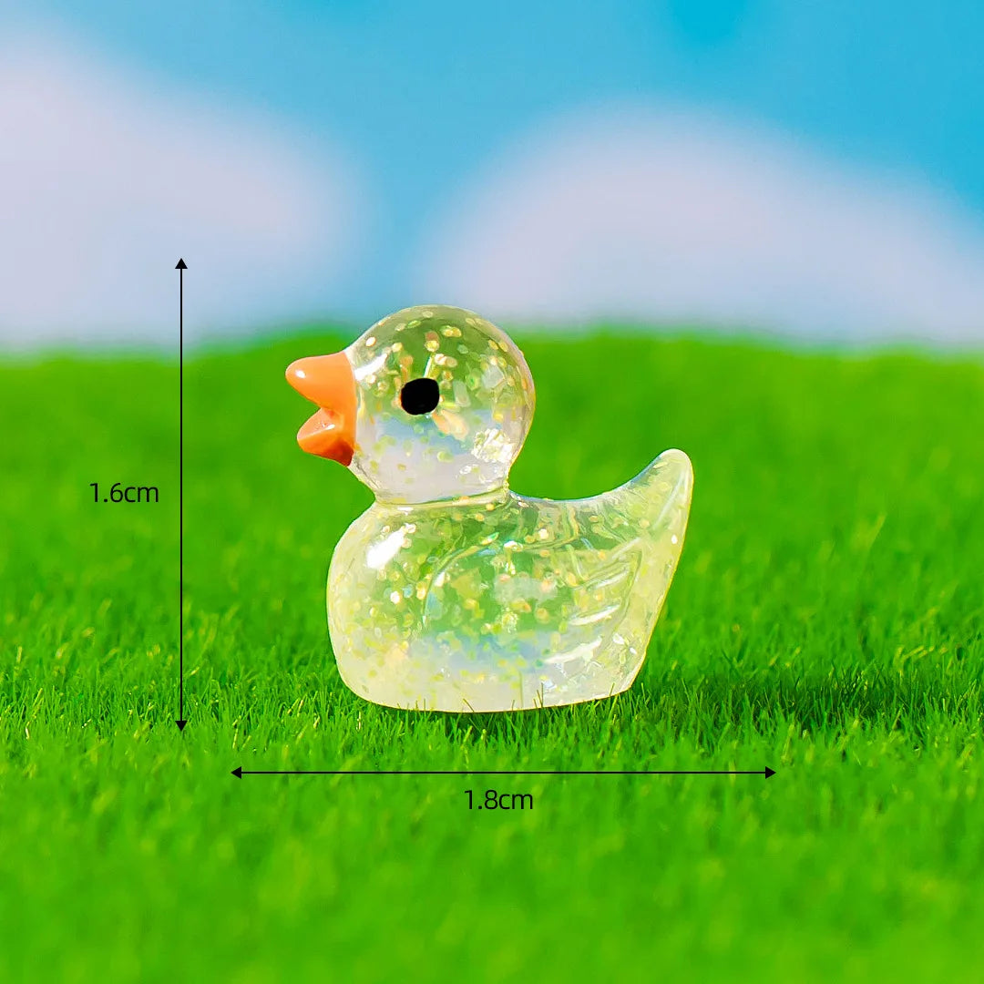 50PCS Mini Ducks Sequin Miniature Duck Resin Desk Decoration Cute Figurines Fairy Garden Accessories Home Decor DIY Doll House