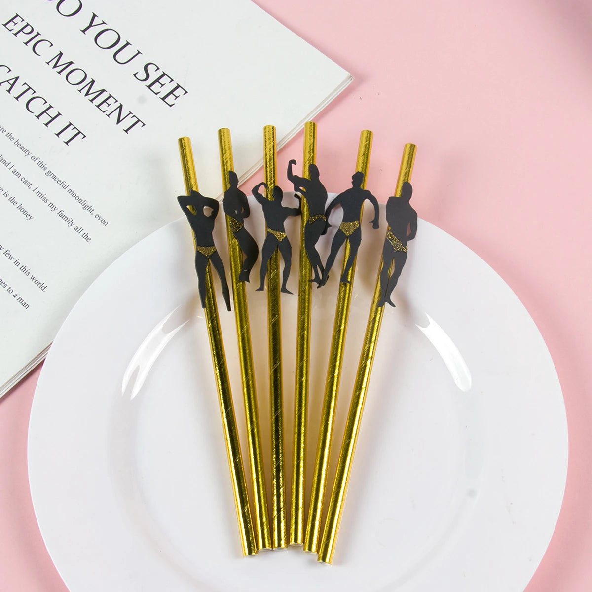 6/12pcs Bachelorette Party Paper Straws Dancing Men woman Straw Wedding Bridal Shower Decor Hen Night Adult Party Drinking favor