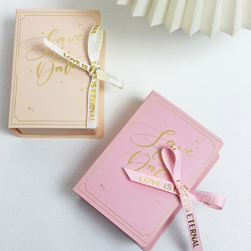 20/50pcs Creative Book Gift Box With Ribbon Wedding Souvenir Candy Cake Cookies Packaging Box Birthday Party Favours Decoration